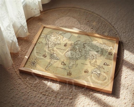 Vintage World Map Poster, Sea Monsters, Nautical Chart (digital Download) - Etsy UK