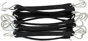 ABN EPDM Rubber Straps - 10in Black Rubber Tie Down Straps with Hooks (18in Max Stretch) Rubber Bungee Cords, 10 Pack