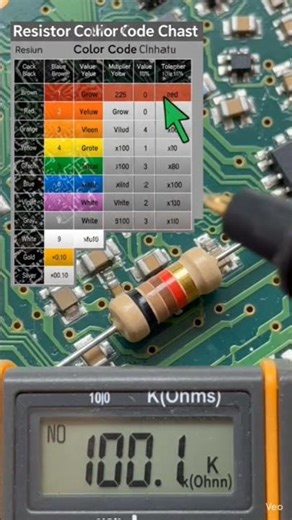 1k ohm 3 band resistor color code //#shortvideo
