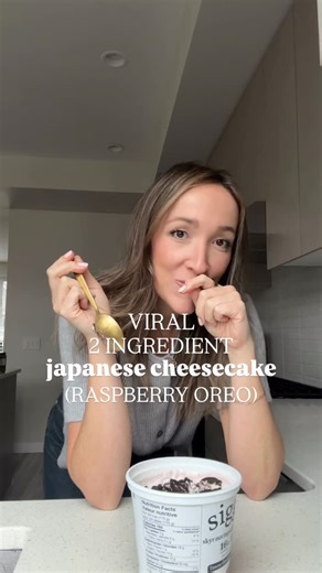 Bailey Campbell | Kelowna Foodie | Viral 2-Ingredient Japanese Cheesecake 🫡 but make it Raspberry Oreo edition!! Okay so let’s be honest this doesn’t taste “identical” to... | Instagram