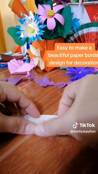 Easy to make a beautiful paper border design for decoration #diy #tiktok #papercraft #art #tutorials