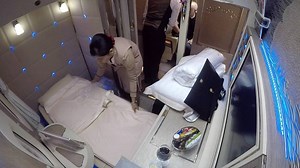 1.4M views · 7.5K reactions | The most dramatic 30-second "bed-making" video in the history of everything, as a flight attendant converts the new Emirates first-class suite from seat to bed. | The Points Guy | Facebook