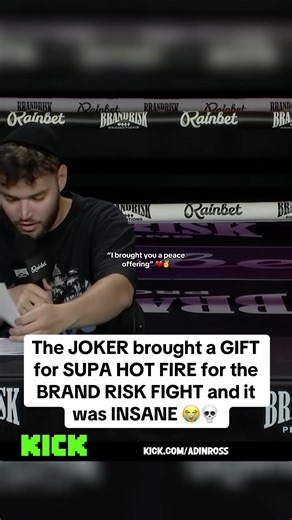 The JOKER brought a GIFT for SUPA HOT FIRE for the BRAND RISK FIGHT and it was INSANE 😭💀#kick #clips #adinross #brandrisk