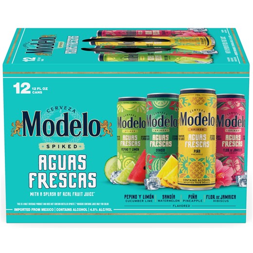 Modelo Spiked Aguas Frescas Variety Pack Flavored Malt Beverage, 12 Pack 12 fl oz Cans, 4.5% ABV