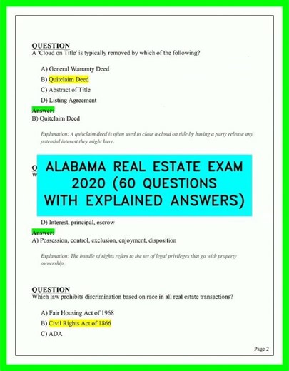 ALABAMA REAL ESTATE EXAM 2026 | 60 QUESTIONS WITH EXPLAINED ANSWERS VIDEO | UPDATED 2026 GUIDE PRO