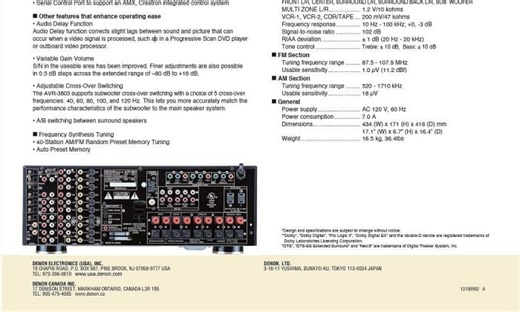 【夢響音響工作室】 日製高階機種 DENON AVR-3803 雙D解碼AV環繞擴大機 含同廠代用遙控器 一元起標！！-Yahoo拍賣