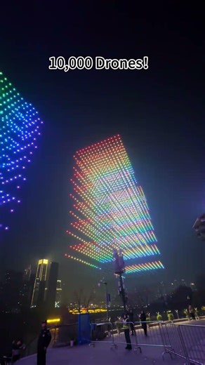 Watch 10,000 drones taking off together!