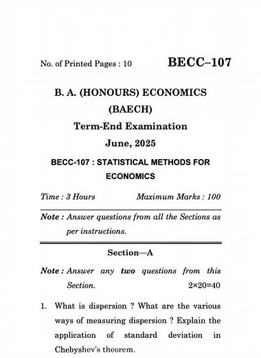 BECC-107 June 2025 | IGNOU Previous Year Question Paper