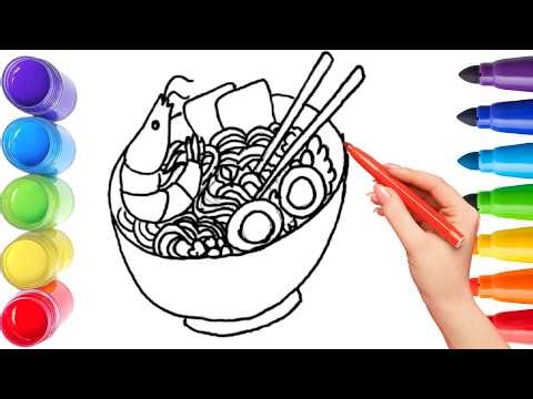 How To Draw cute noodles bowl Drawing, Painting & Coloring For Kids and Toddlers_ Child Art 🐋🌈🎨