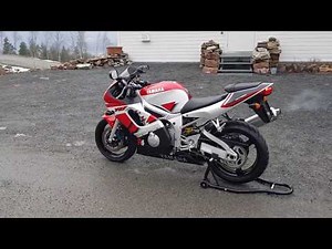 Yamaha YZF-R6 2000 cold engine start and walkaround