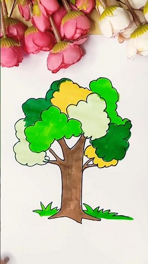Color a Tree Like a Pro! | Easy Tree Coloring for Beginners #shorts