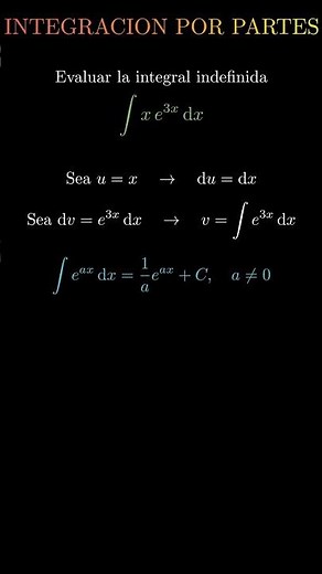 Integración por partes, nivel fácil #matemáticas #calculo_integral
