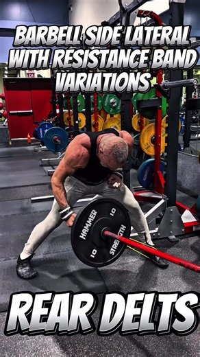 BARBELL SIDE LATERALS WITH RESISTANCE BAND VARIATIONS #WORKOUT #MOTIVATION #SHOULDERS