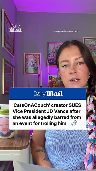The woman behind the popular satirical account, @CatsOnACouch, is suing Vice President JD Vance after she was allegedly barred from attending his event in Bangor in May. Amanda McGonigle alleged her First Amendment rights were violated after she was denied access to the public event due to her online criticism of Vance. While queuing for the event, McGonigle was identified by name by armed Secret Service officers who told her ‘We know where you stand’, and would not let her enter the event that 