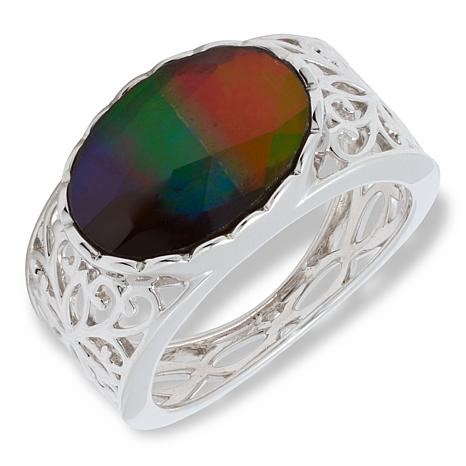 Canadian Ammolite Gems Sterling Silver Ammolite Filigree Band Ring | HSN