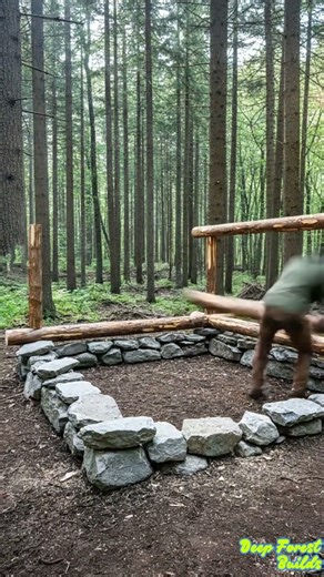 From Forest to Cozy Log Cabin at Night 🔥 | Timelapse Build #ForestCabin #logcabins