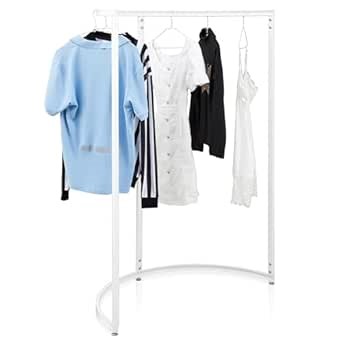 Yaocom White Half Round Clothing Rack (37 1/2" W x 55" H) Usable Hanging Space Half Round Rack for Thrift Store Boutique Retail Garment Display Room Decor, White