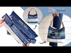 how to sew denim tote bag tutorial from old jeans waist bands , diy tote bag tutorial , diy bag