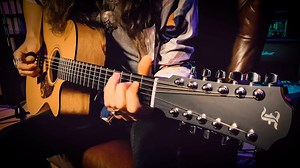 I’ve been really diggin’ this new “Blue Gc-CM 12” 12-String from Furch Guitars. It’s very easy to play for a 12-string and the tone is punchy, well-balanced, and full. I also like that it has a cutaway, which is great for playing this kind of 12-string lead, but also great for when you want to double parts with a high capo to fatten up strumming arrangements in the studio. For this arrangement of Little Wing, I tuned the 12-string down a whole step, which gives the guitar a slinky, bluesier tone