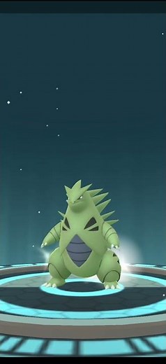 Evolution of Pupitar into Tyranitar in Pokémon go