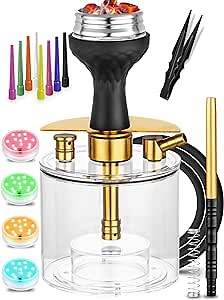 Hookah Set Portable Acrylic Shisha Hookah With Everything - Hookah Charcoal Holder, Hookah Accessories
