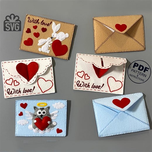 Felt Gift Envelope Sewing Pattern PDF. Money Holder. Valentine Love Letter. Card Holder. - Etsy