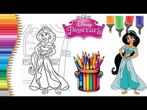Coloring Princess Jasmine from Disney Aladdin | Disney Coloring Book Pages | Fairytale and Fantasy