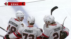 Dylan Cozens with a Goal vs. Boston Bruins