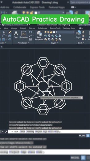 AutoCAD Practice Drawing Just In 1 Minute #autocaddrawings