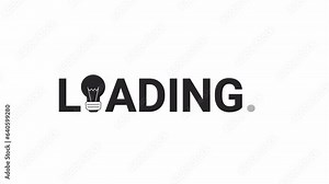 Light bulb glowing line black and white loading text animation. Insight animated cartoon linear object 4K video loader motion graphic. Brainstorming lightbulb animated gif isolated on white background Stock Video