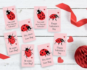 Ladybug Valentine Cards for Kids - Love Bug Valentine Printables - Printable Valentine's Day Cards - Instant Download - Etsy