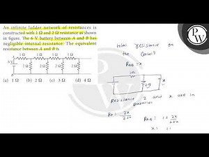 An infinite ladder network of resistances is constructed with \\( 1 ...