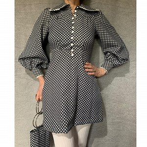 70s Vintage Peter Pan Collar Mini Dress/baby Doll Tiny Daisy Print A-line Dress/long Puff Sleeve Wide Cuffed Designer Mini/matching Tote Bag - Etsy New Zealand