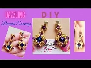 DIY How to Bezel Dazzling Cleopatra Beaded Earrings / DIY Swarovski Crystal Rivoli / Tutorial #283