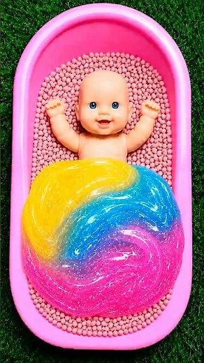 Satisfying Rainbow Slime Bath with Colorful Beads! 🌈✨ Relaxing ASMR Mixing