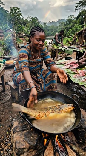 GIANT CATFISH FRIED Alive in African Rainforest 🐟🔥 Bakossi Tribal Cooking