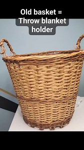 This old wicker basket needed an update! I gave it a makeover, created a riser for it, and it now holds my throw blankets! #diythrowblanketholder #oldwickerbasket #basketmakeover #thrifting #thriftflip #upcycling #upcycledbasket #upcycledhomedecor | Krafting With Kandace LLC