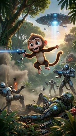 Monkey Saves the Jungle from Alien Invasion 😱👽🐒