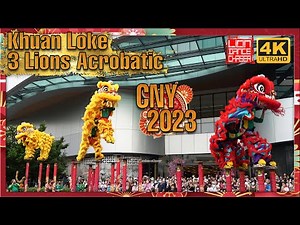 CNY 2023 - Acrobatic Triple Lion Dance Performance By Khuan Loke At The Starling Mall