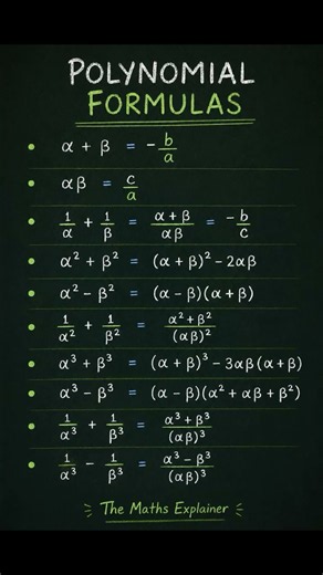 Polynomial important Formula // polynomial formulas // polynomial #maths #exampreparation #education
