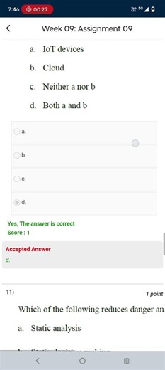 Introduction to Internet Of Things Week9/Assignment 9, #week9#answers #nptel #assignment9#exam #key