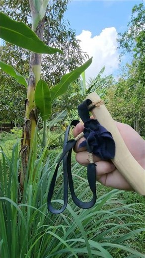 Slingshot from wood and bicycle inner tubes, a childhood slingshot #woodenslingshot