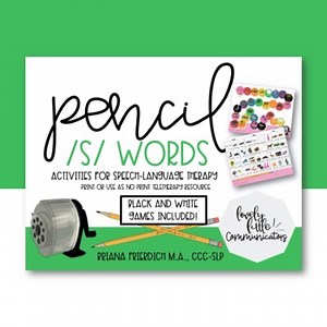 Pencil Themed /S/ Words Speech Articulation Activities