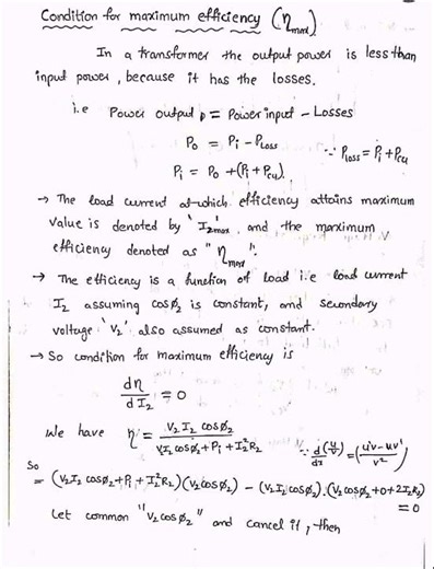 Condition for maximum efficiency.