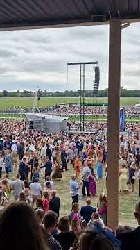 Olly Murs singing 'Dear Darlin' at York Racecourse,summer raceday.