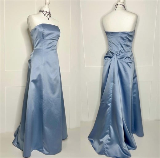 Vintage Prom Dress, Retro Graduation, 1990 Blue, Satin, Strapless, Evening, Formal, Party, Ball, Cruise, Black Tie, Special Occasion UK 10 - Etsy UK