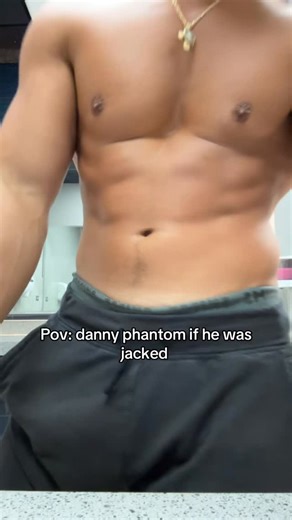 Sam Kokos on Instagram: "Danny phantom is my favorite character of all time so I decided to be a jacked version of him #pectusgang #bodybuilder #relatable #gymtok"