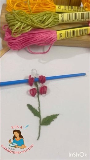 Day 12- Embroidery flower tutorial. Hoop art DIY simple craft easy flower design lavender