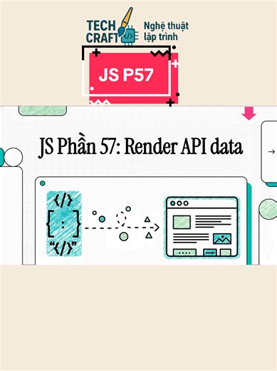 JS Phần 57: render data từ API sao cho nhìn ra app bắt đầu ra hình? #TechCraft #JavaScript #RenderData #API #Frontend