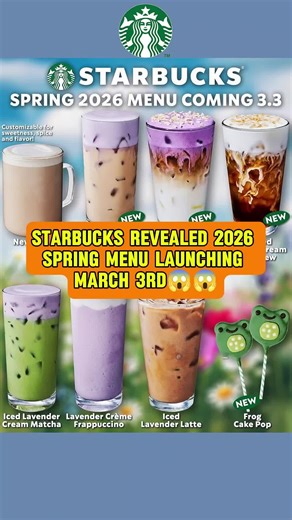 Starbucks just revealed their spring menu, launching March 3rd...#starbucks #springmenu #starbucksdrinks #starbuckshack #coffeetok